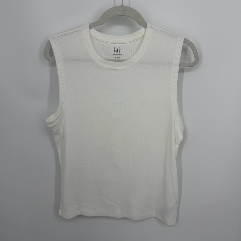 NWT GAP white Modern crew Sleeveless ribbed top sz XL Tall
